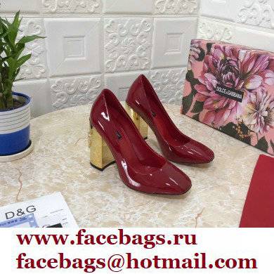 Dolce & Gabbana Heel 10.5cm Patent Leather Pumps Red with DG Karol Heel 2021